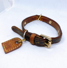 Collier pour chien Louis Vuitton Baxter PM monogramme petit marron PVC doré q...