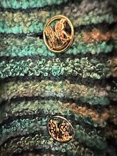 Weill Veste Longue 46 Vert Noir Ocre Rayures & Écharpe Très Bon État