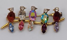 Ancienne broche "oiseaux" en cristal vintage 1940-1950 antique jewelry brooch