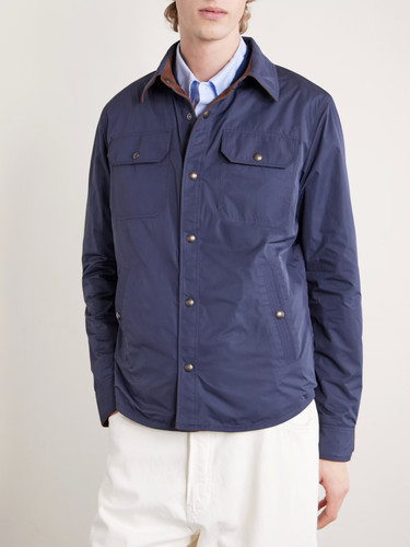 Veste cuir chemise bleue - en,