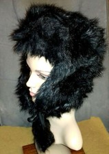 CHAPKA noire noir TOQUE CHAPEAU FAUSSE FOURRURE FEMME NEUF t unique ski hiver