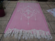 panneau de  rideau ancien en filet  fait main larg 127 cm grande hauteur 257 cm