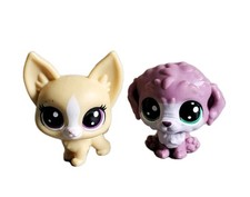 Lot 2 Littlest Pet Shop LPS G2 #86 Chihuahua & #87 Caniche Rose Authentiques