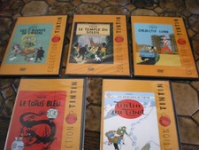 un lot de 5 DVD de 40minutes collection de tintin dont 2 blistée de 2010