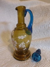ANCIENNE CARAFE LIQUEUR GEORGES SAND? VERRE SOUFFLE EMAILLE LEGRAS ?AVEC BOUCHON
