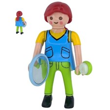 Playmobil figurine femme coiffeuse bleu/vert miroir peigne ville