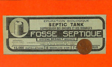 PARIS ( 09° ) FOSSE SEPTIQUE " SEPTIC TANK " PETITE PUBLICITÉ ADVERTISING 1909