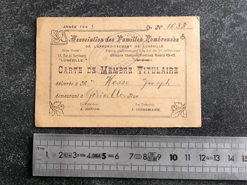 Ancienne carte membre familles - ancienne,
