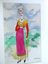 VAN DONGEN KEES - ESTAMPE TYPOGRAPHIE ORIGINALE 1953 - 30 x 24 cm "JF NORMANDE"