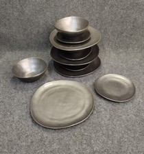 Lot 12 PCS Vaisselle Scandinave Ferm Living Mod. Flow Noir Nacré Forme Libre