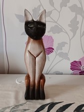 Ancien Chat assis En Bois Annee 2000