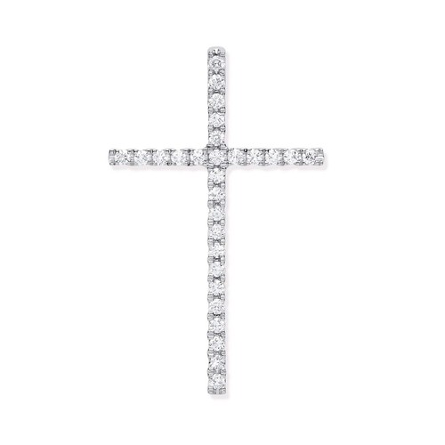 Pendentif croix blanc 18 - pendentif, or