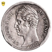 Coin France - Charles X - 1/4 franc - 1828 L Bayonne - PCGS AU 55