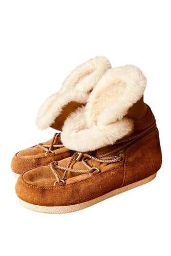 Bottes fourrées daim beige - bottes, en