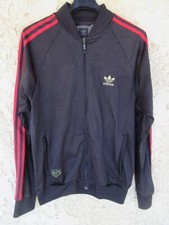 Veste ADIDAS rétro vintage noir rouge or doré sport jacket giacca Trefoil L
