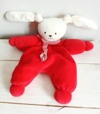 Corolle lapin doudou Patachou rouge écru écharpe rayée
