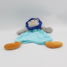 Doudou plat lion gris bleu
