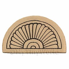 Maison de Poupées Miniature 65mm Demi Lune Beige Orné Welcome (Bienvenue) Tapis