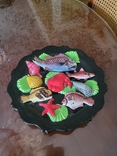 Ancienne Assiette Coquillage Poisson Céramique Vallauris Vintage