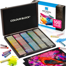 Vibrant 100-Color Soft Pastel Set in Wooden Box for Artists and Kids