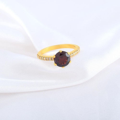 Bague grenat ronde fait main - ronde,