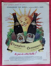 Publicité de presse: Boisson alcoolisée Vin CHAMPLURE et CRAMOISAY  Soleil 1958