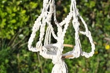 suspension plantes pots macramé vintage - fait main - ht totale 80 cm - TBE