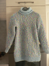 PULL  MOHAIR tricot   fait main  TAILLE 38 / 40 BLEU CIEL   FEMME NEUF**+
