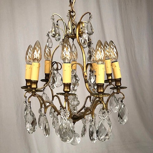 Lustre cage laiton - lustre, doré