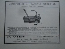 4/1928 PUB P VIET DEMARREUR A ESSENCE MOTEUR AVION AIRCRAFT ORIGINAL FRENCH AD