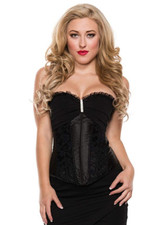 Starline Women's Chiffon Cup Sexy Waist Cincher Bustier Corset, Black, Medium