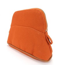 Hermès Authentique Pochette Bolide Mini Coton Orange Feu Argent L 16cm x H 11cm