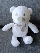 182?Doudou Peluche OURS OURSON Blanc Neige Noeud Gris OSITO AIR VAL 20cm