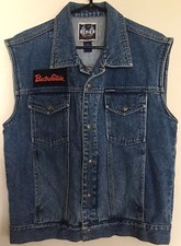 HARLEY DAVIDSON ELECTRAGLIDE Denim SEWN Spellout Biker Jean Vest Jacket SMALL EU