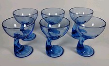 ?Lot 6 Coupes A Glace bleues Verres Bormioli Rocco Djerba, 1990
