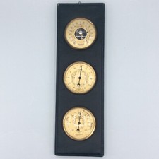 Thermomètre baromètre hygromètre gainé de cuir dans le goût d’Adnet Art Déco