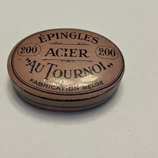 ancienne boite en fer epingles acier au Tournoi tole mercerie