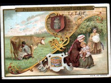 IMAGE Chromo ancienne LIEBIG / LAIT / TRAITE d'une VACHE & NOURRICE avec BIBERON