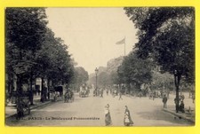 cpa Animée 75 - PARIS Boulevard POISSONNIERE Drapeau "LE MATIN" Charette à Bras