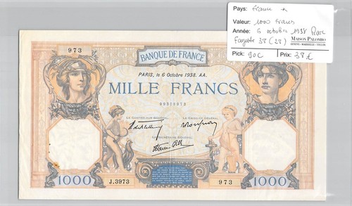Billet france 1000 - billet, francs
