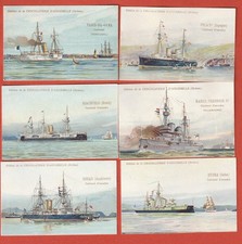 6 CHROMOS - CHOCOLATERIE D'AIGUEBELLE - BATEAUX - CUIRASSES  DIFFERENTS PAYS