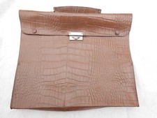 Ancienne sacoche besace cartable cuir façon croco école écolier instituteur