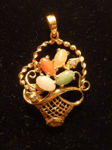 14k gold flower basket - gold,