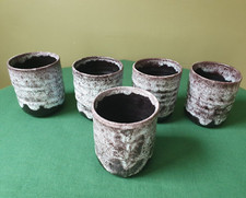 5 Grands Gobelets signés en céramique Accolay Années 50/60  espriantik31