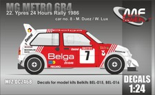 DECALS 1/24 MG METRO 6R4 - #7 - DUEZ - RALLYE 24H YPRES 1986 - DC2468