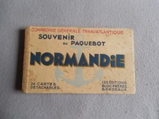 CARNET DE 24 CARTES POSTALES ANCIENNES DU PAQUEBOT NORMANDIE CPA
