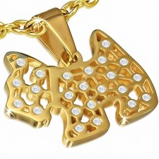Pendentif en acier doré chien