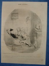 CHD 2101 DAUMIER 1842 HUMOUR - MOEURS CONJUGALES - COUPLE AVEC CHAT & PERROQUET
