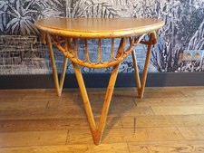 TABLE BASSE ROTIN VINTAGE-DESIGN 50 60 70-Tripode