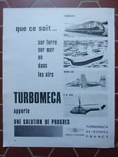 1/1969 PUB TURBOMECA BERTIN NAVIPLANE TURBORAIL NORD 262 PUMA ORIGINAL FRENCH AD